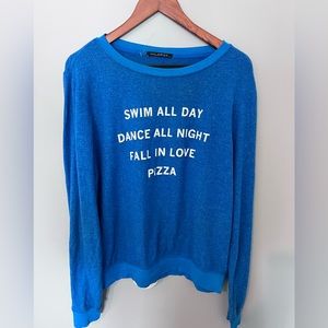 Wildfox Swim All Day Dance All Night Fall In Love Pizza Sweater Sz L